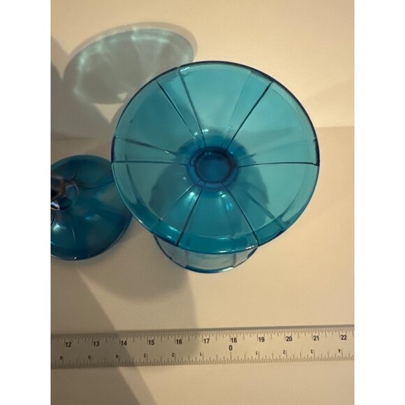 Fenton Art Glass "90th Anniversary" Celeste Blue Stretch Carnival Candy Dish wit - Picture 3 of 6